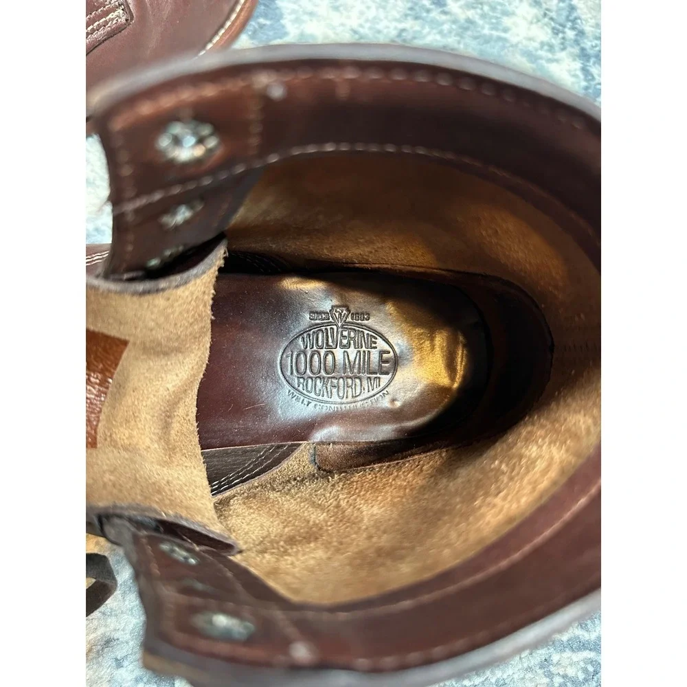 Wolverine 1000 Mile Mens Brown Leather Boots W05301 Made in USA Work Heritage